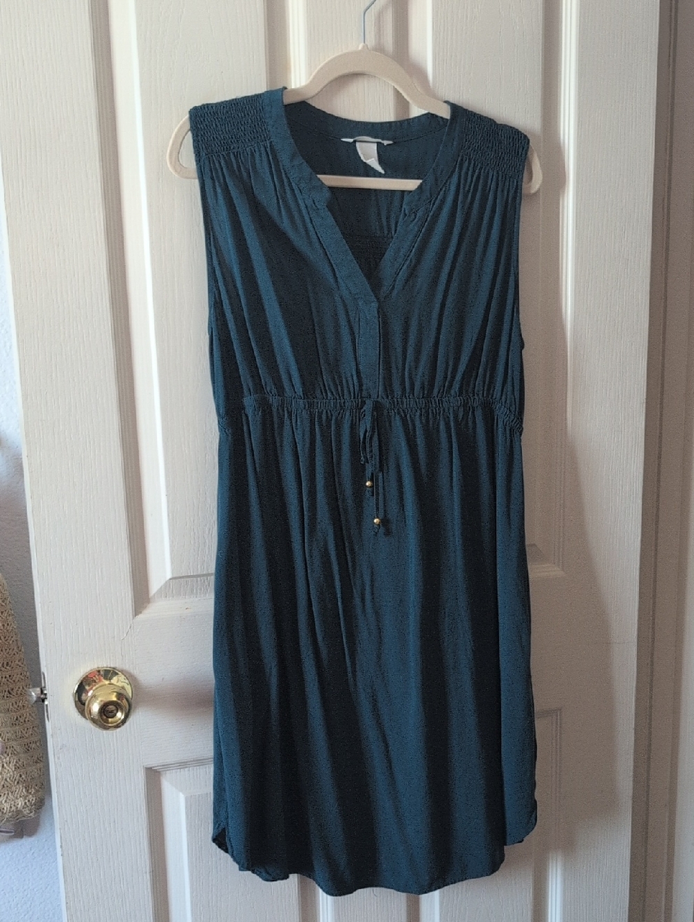 H&M Teal Sleeveless Drawstring Waist Dress